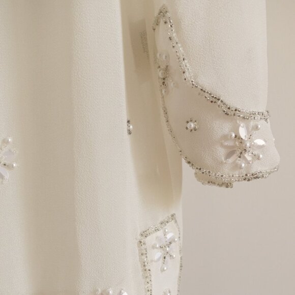 Sfera Elegant Beaded Off-white Chic Blouse - Size S - Picture 10 of 14